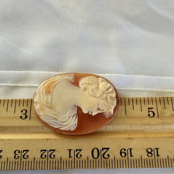 Antique Victorian Lady Profile Oval Carved Shell Loose Cameo Size 1.25'' Length - Picture 5 of 8